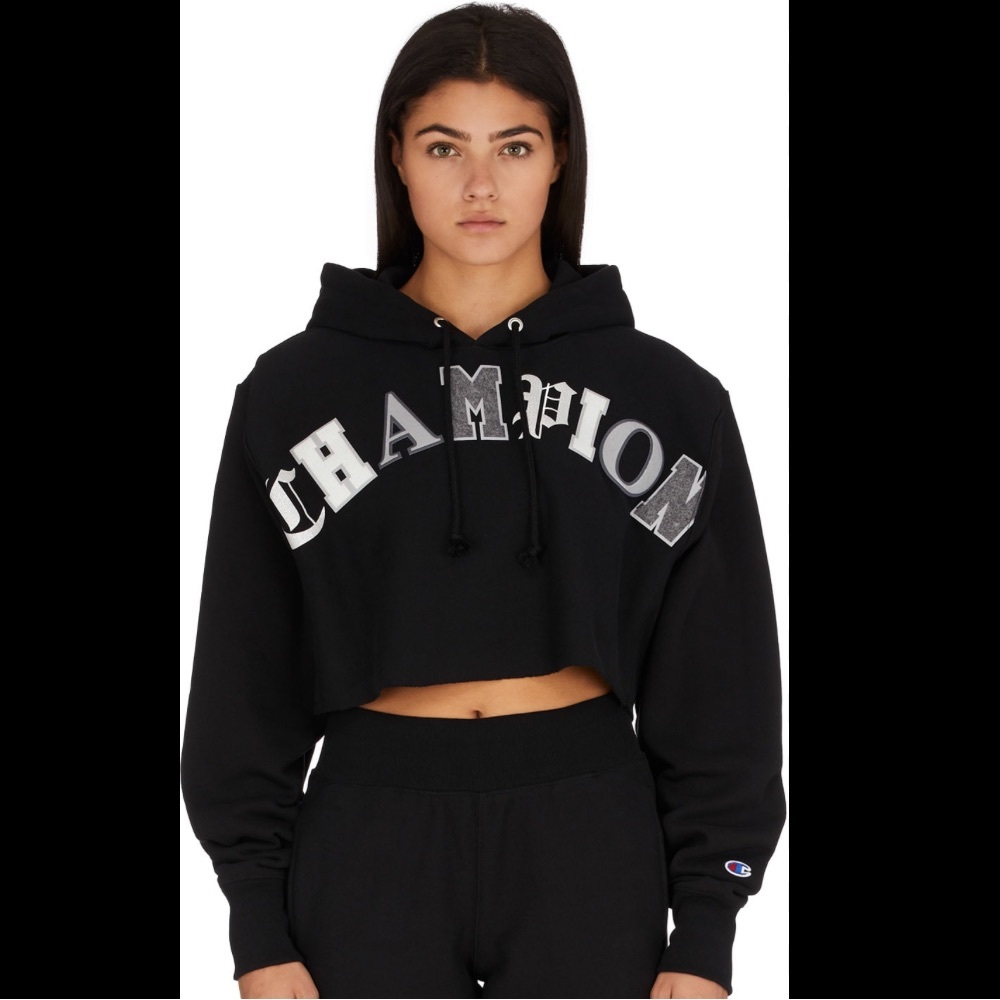 Champion Old English Lettering Cropped Hoodie